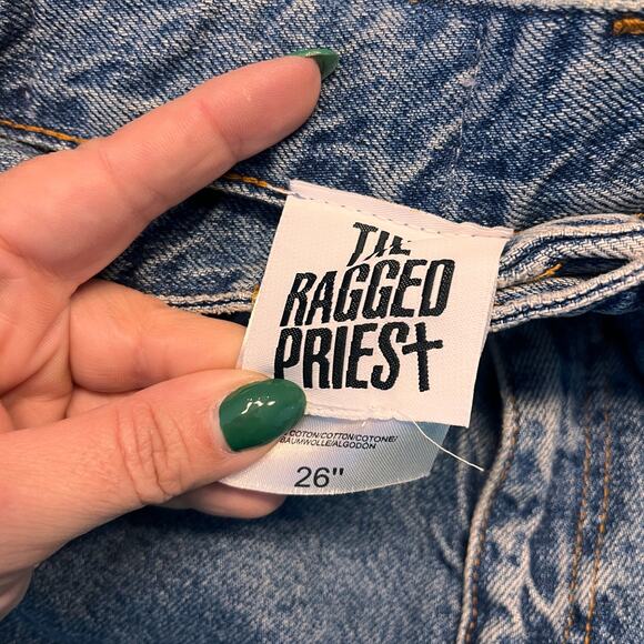 The Ragged Priest Blue High Rise Checkered Kickflip Wide Leg Jeans Size 26 - Picture 6 of 10